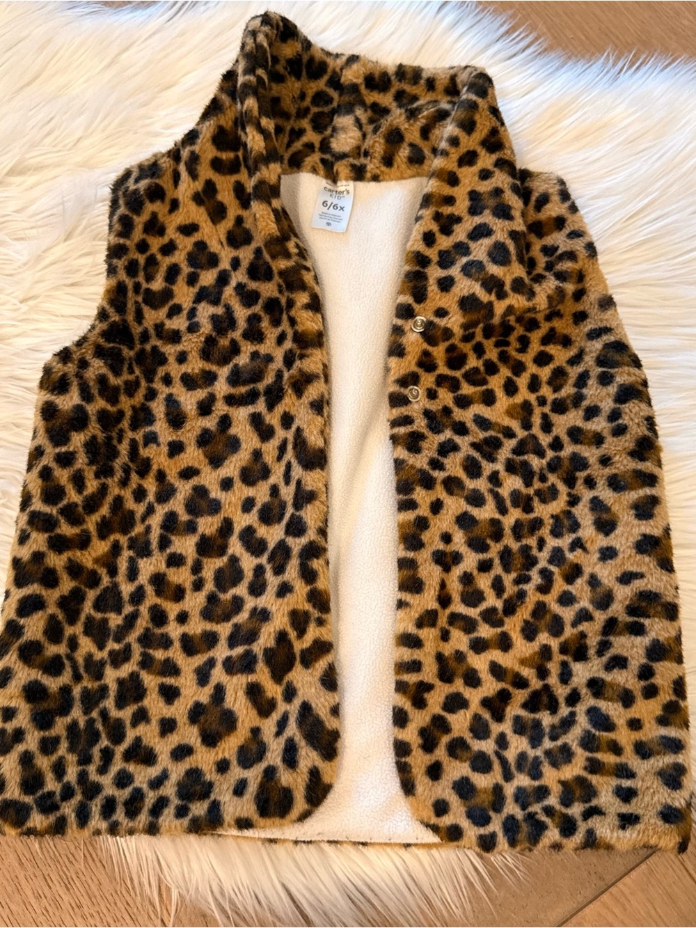 Carter's Girls Leopard Faux Fur Vest in Brown and Black